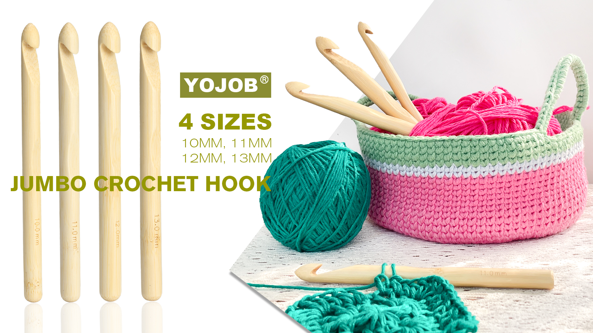 Amazon.com: YOJOB Large Crochet Hooks, Bamboo Jumbo Crochet Hook